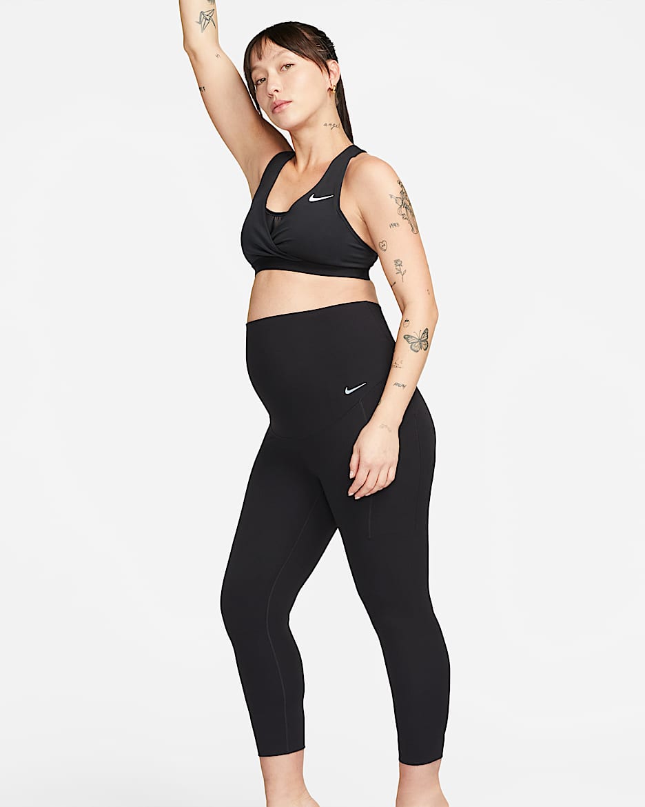 Nike Zenvy M Women s Gentle Support High Waisted 7 8 Leggings with Pockets Maternity Black Nylon Elastane